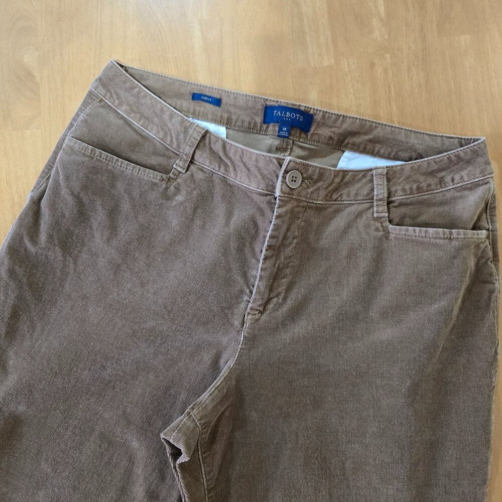 Talbots Curvy Corduroy Pants Straight‎ Leg Brown Size 14